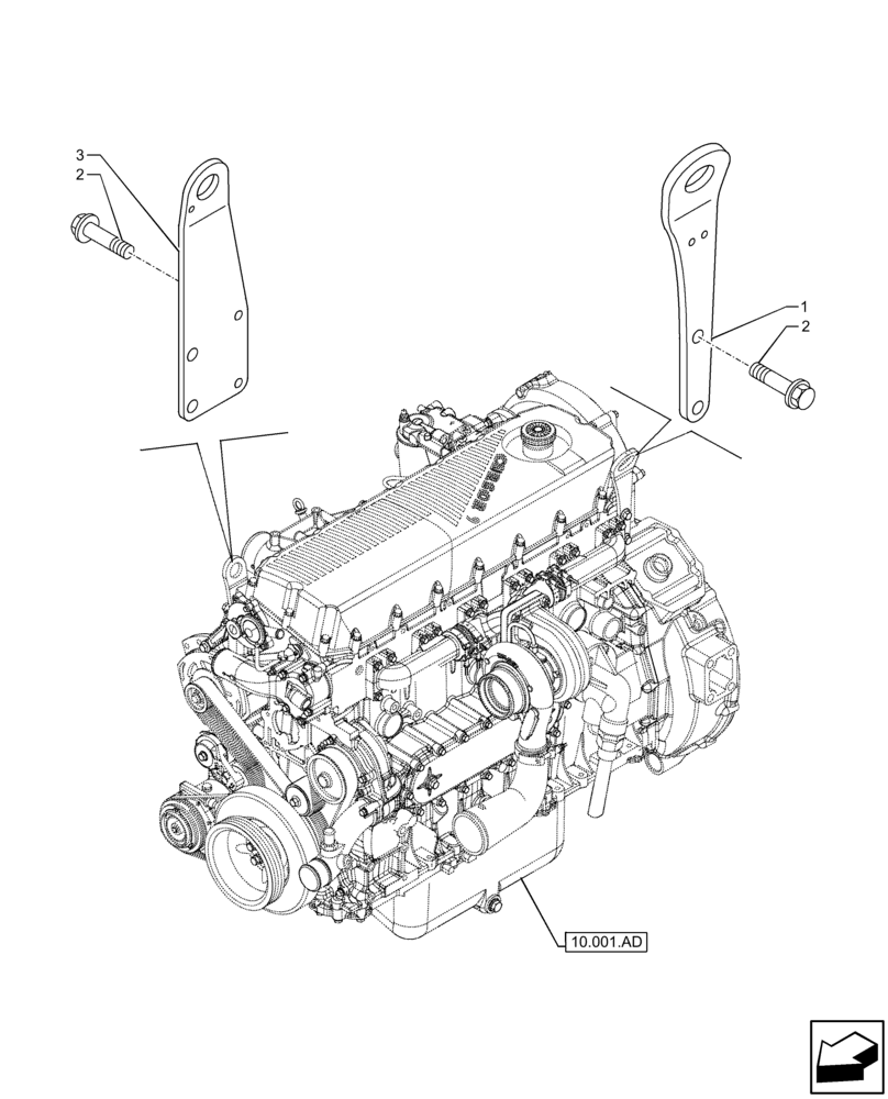 Схема запчастей Case IH F2CFP613A H004 - (10.001.AK) - ENGINE, SUPPORT, MOUNT (10) - ENGINE