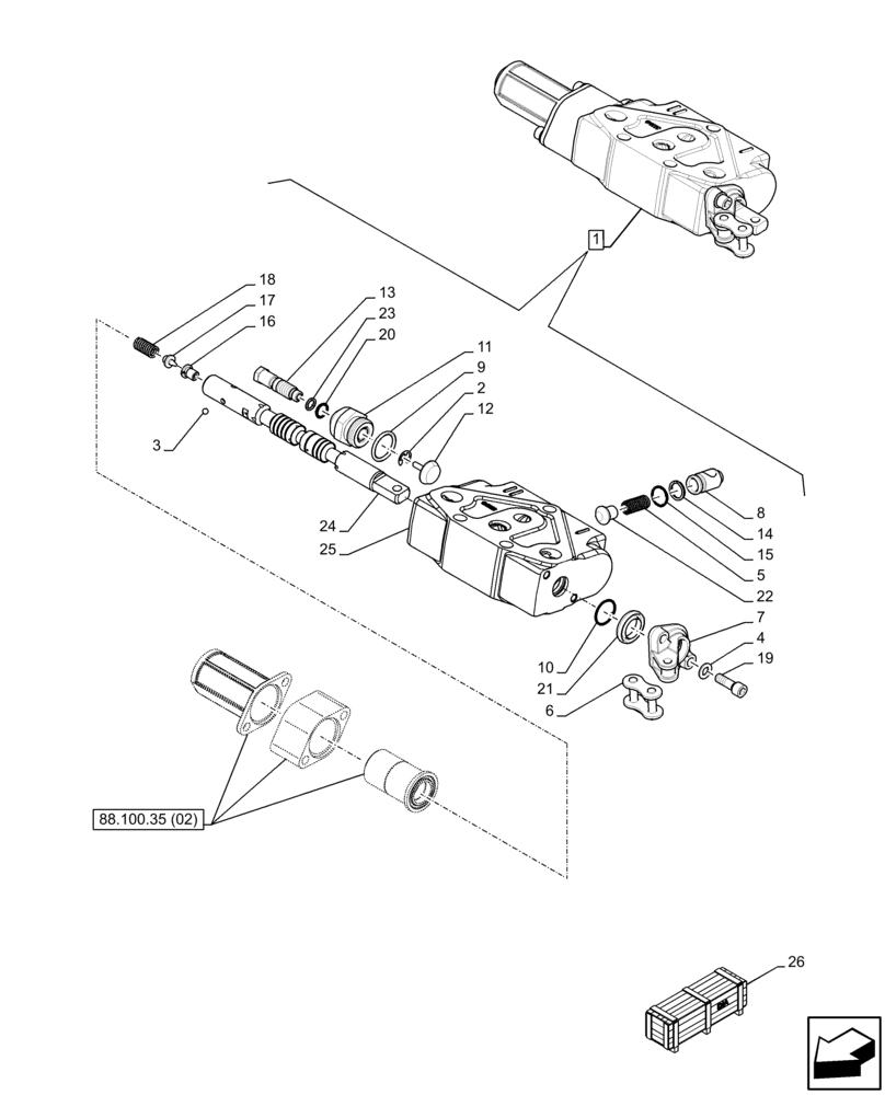 Схема запчастей Case IH FARMALL 100C - (88.100.35[01]) - DIA KIT, 2ND REMOTE CONTROL VALVE (88) - ACCESSORIES