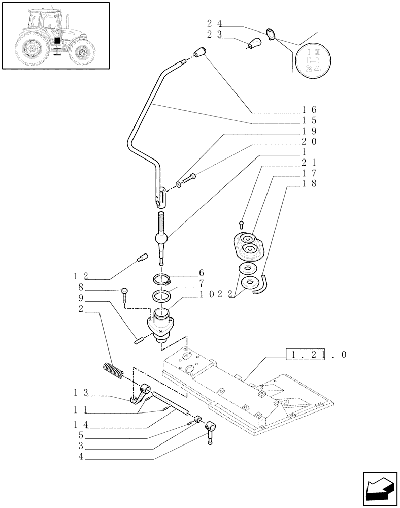 Схема запчастей Case IH JX90 - (1.29.1) - TRANSMISSION EXTERNAL SHIFTING CONTROLS (03) - TRANSMISSION