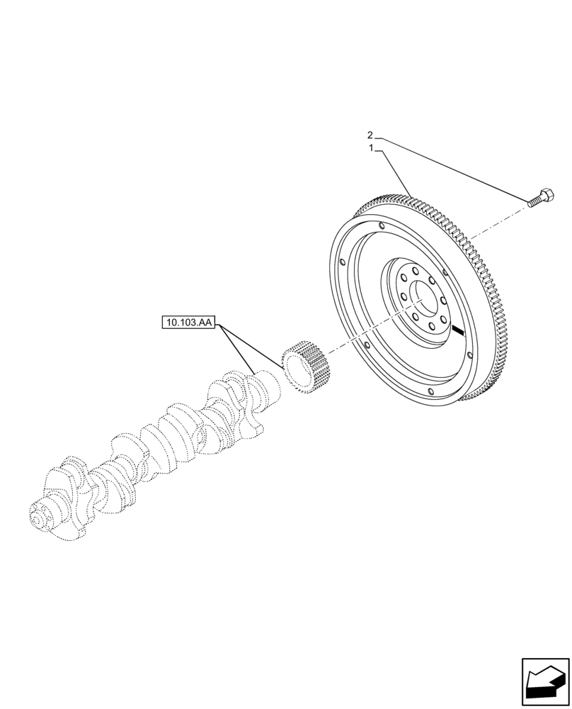 Схема запчастей Case IH F2CFP614A H001 - (10.103.AH) - ENGINE FLYWHEEL (10) - ENGINE