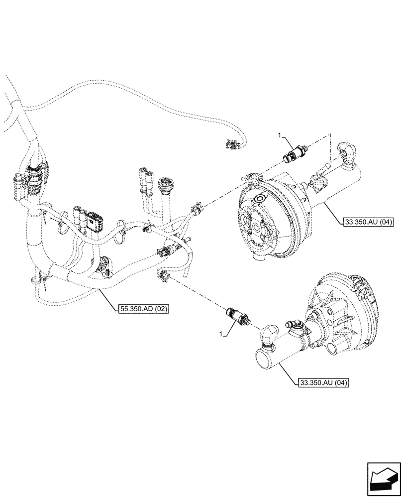 Схема запчастей Case IH PUMA 185 - (55.350.AB[02]) - VAR - 337479, 337480 - ANTILOCK BRAKING SYSTEM (ABS), SENSOR, AIR PRESSURE (55) - ELECTRICAL SYSTEMS