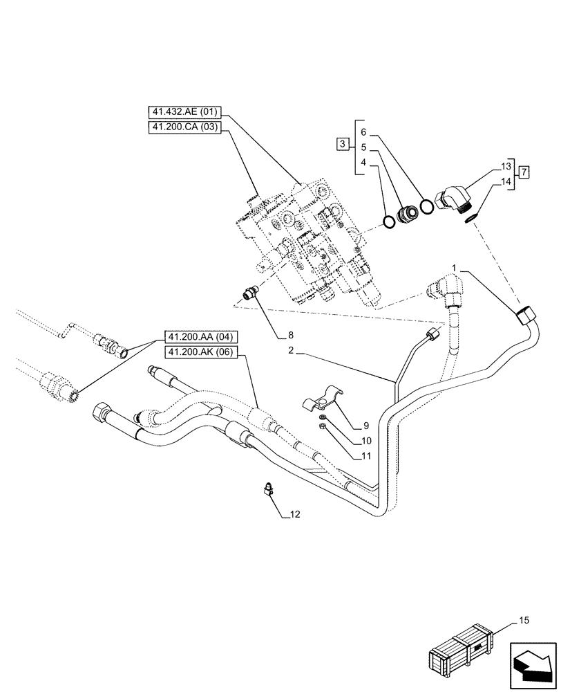 Схема запчастей Case IH PUMA 165 CVT - (41.200.AA[08]) - VAR - 758802, 758803, 758804, 758805, 758806, 758807, 758871 - STEERING VALVE, LINE, AUTOGUIDANCE, CVT (41) - STEERING