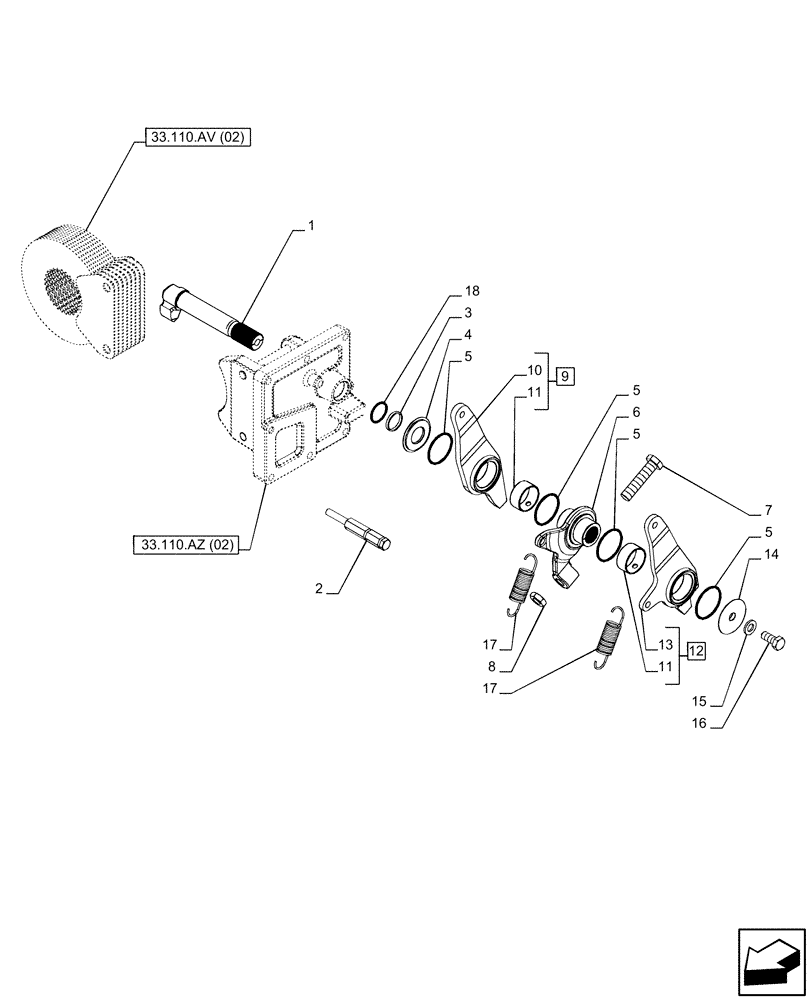 Схема запчастей Case IH PUMA 220 - (33.110.BA[02]) - VAR - 391148 - PARKING BRAKE, HOUSING (33) - BRAKES & CONTROLS