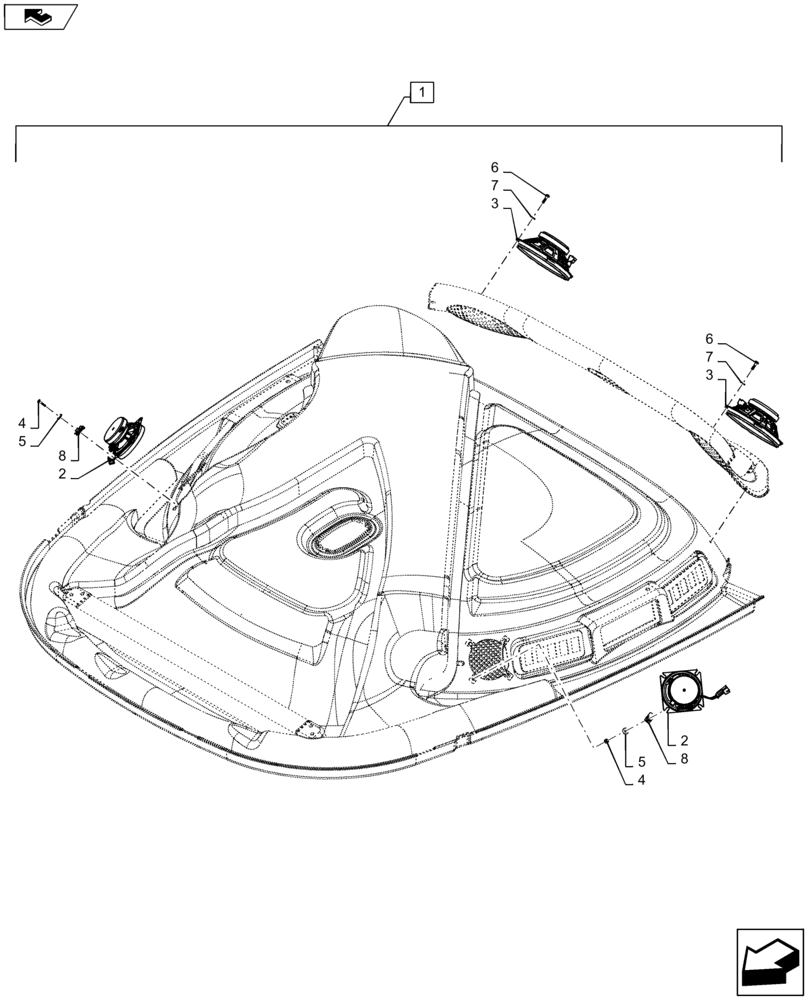 Схема запчастей Case IH WD2104 - (88.100.90[05]) - DIA KIT, PREMIUM SPEAKERS (88) - ACCESSORIES