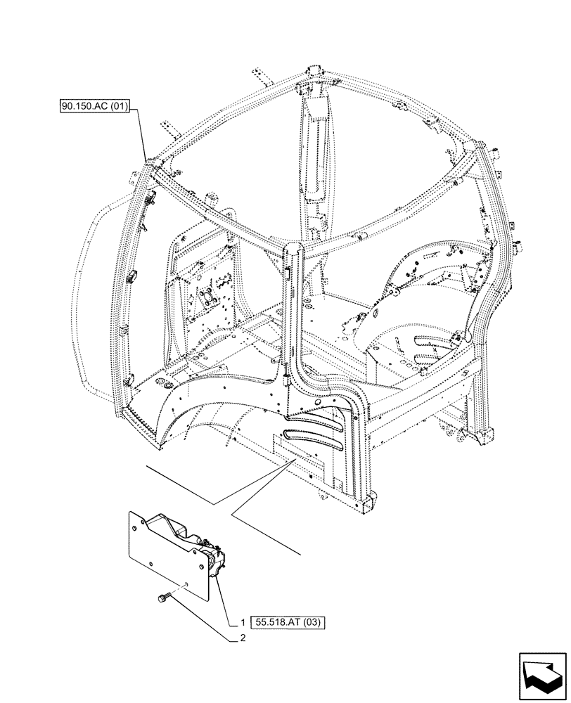 Схема запчастей Case IH PUMA 165 CVT - (55.518.AT[01]) - VAR - 391147, 391148, 758034 - WINDSHIELD WASHER , RESERVOIR (55) - ELECTRICAL SYSTEMS