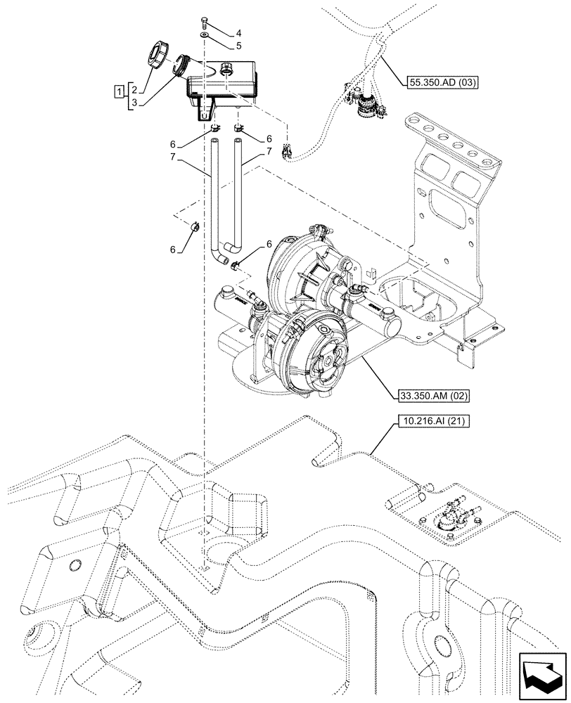 Схема запчастей Case IH PUMA 200 CVT - (33.350.AR[01]) - VAR - 337479, 337480 - ANTILOCK BRAKING SYSTEM (ABS), BRAKE FLUID RESERVOIR (33) - BRAKES & CONTROLS