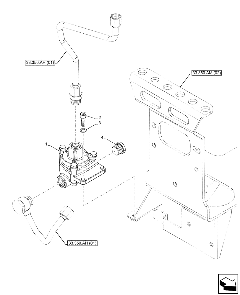 Схема запчастей Case IH PUMA 200 CVT - (33.350.AN[01]) - VAR - 337479, 337480 - ANTILOCK BRAKING SYSTEM (ABS), VALVE PROPORTIONAL CONTROL (33) - BRAKES & CONTROLS