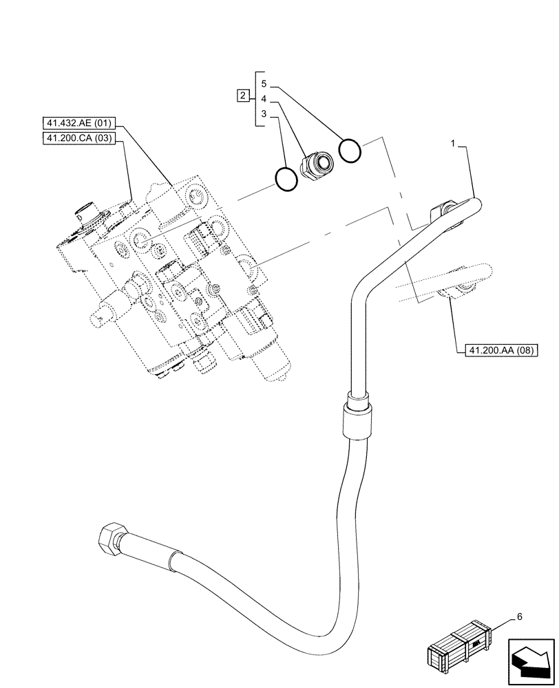 Схема запчастей Case IH PUMA 185 CVT - (41.200.AK[07]) - VAR - 338321, 338322, 338326, 338327, 338330, 338332, 758802, 758803, 758804, 758805, 758806, 758807, 758871 - STEERING, RETURN, LINE, AUTOGUIDANCE, POW (41) - STEERING