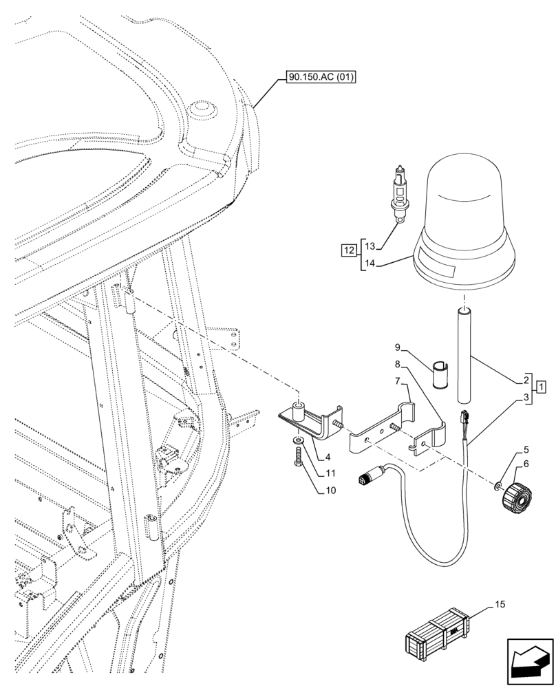 Схема запчастей Case IH FARMALL 120C - (88.100.55[01]) - DIA KIT, ROTATING BEACON (88) - ACCESSORIES