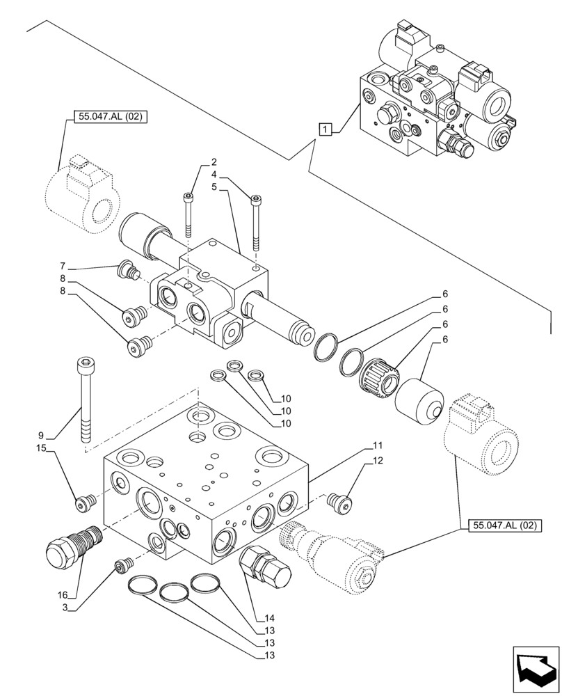 Схема запчастей Case IH PUMA 150 - (41.432.AE[02]) - VAR - 758802, 758803, 758804, 758805, 758806, 758807, 758871 - STEERING VALVE, COMPONENTS (41) - STEERING