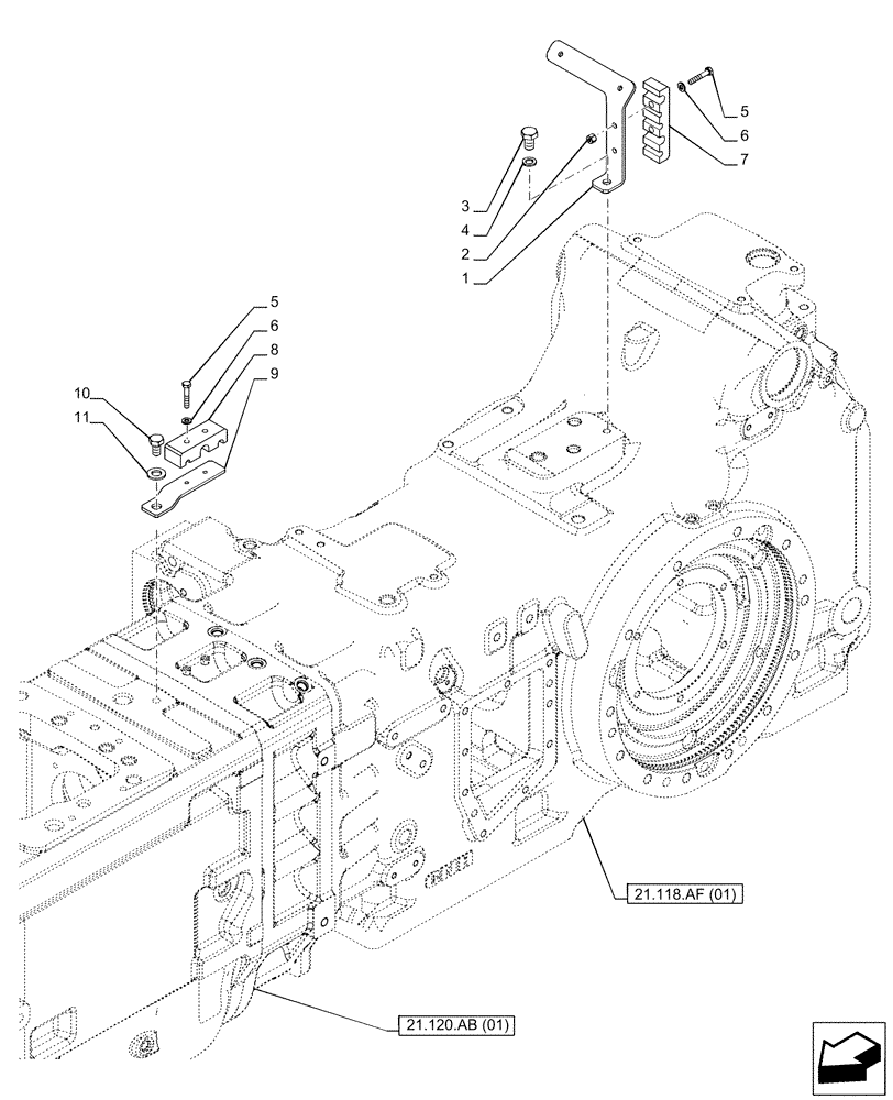 Схема запчастей Case IH PUMA 150 - (35.322.AY[07]) - VAR - 391136, 391351, 758011, 758012, 758013, 758014, 758015 - TRANSMISSION, LOW PRESSURE BRACKET (35) - HYDRAULIC SYSTEMS