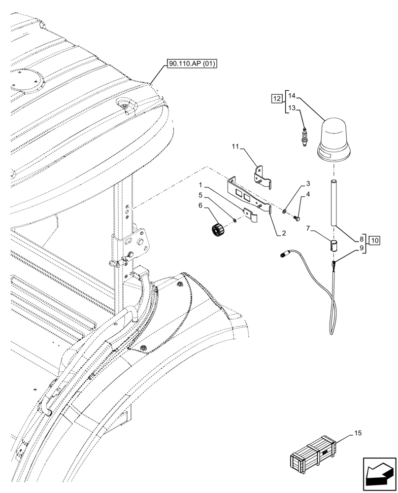 Схема запчастей Case IH FARMALL 110C - (88.100.55[01]) - DIA KIT, ROTATING BEACON (88) - ACCESSORIES