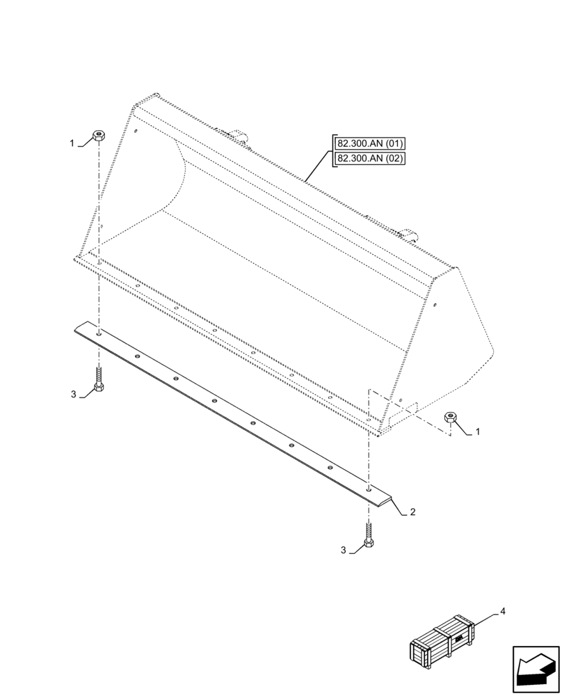 Схема запчастей Case IH FARMALL 100C - (88.100.82[01]) - DIA KIT, BOLT, CUTTING EDGE (72 INCH) (88) - ACCESSORIES