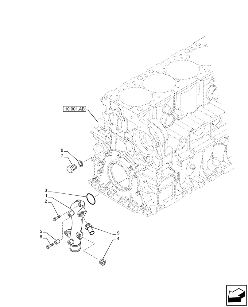 Схема запчастей Case IH F2CFP614A H001 - (10.400.AQ) - WATER PUMP LINE (10) - ENGINE