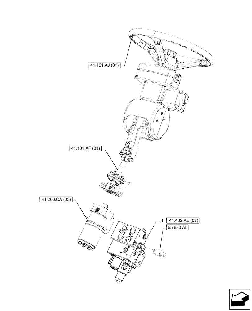 Схема запчастей Case IH PUMA 165 - (41.432.AE[01]) - VAR - 758802, 758803, 758804, 758805, 758806, 758807, 758871 - STEERING VALVE, AUTOGUIDANCE (41) - STEERING