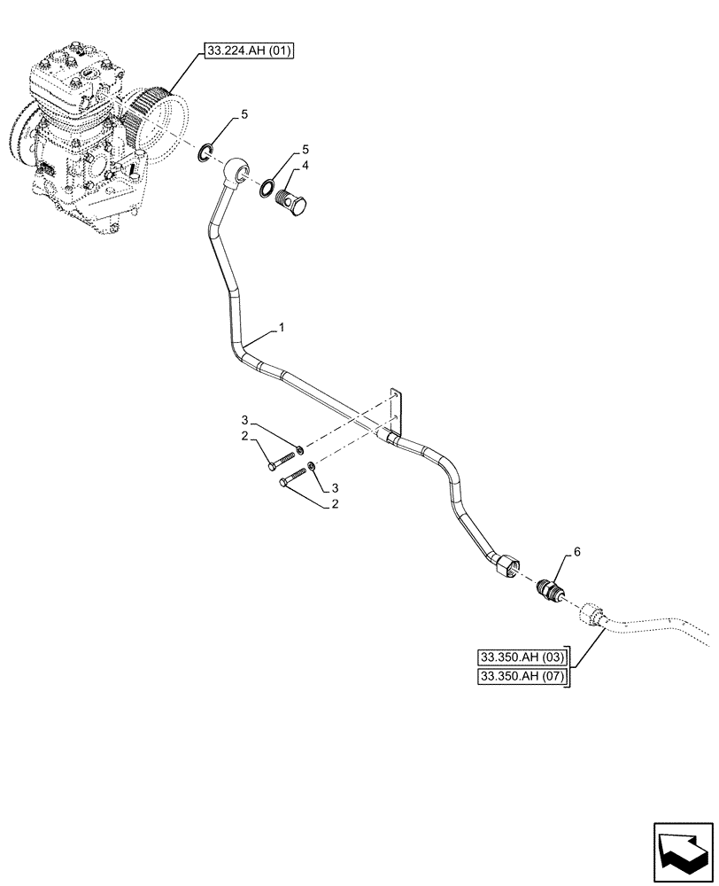 Схема запчастей Case IH PUMA 200 - (33.350.AA) - VAR - 337479, 337480 - ANTILOCK BRAKING SYSTEM (ABS), COMPRESSOR, LINE (33) - BRAKES & CONTROLS