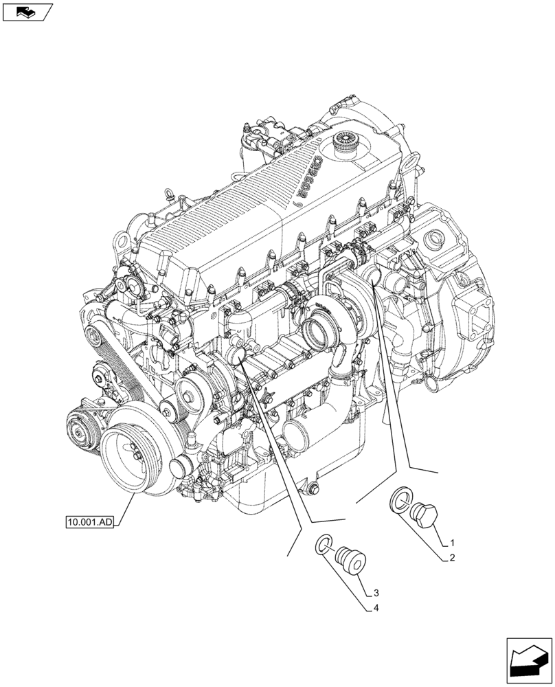 Схема запчастей Case IH F2CFP614A H001 - (10.408.AA) - OIL COOLER, SUPPLY, CONNECTING (10) - ENGINE