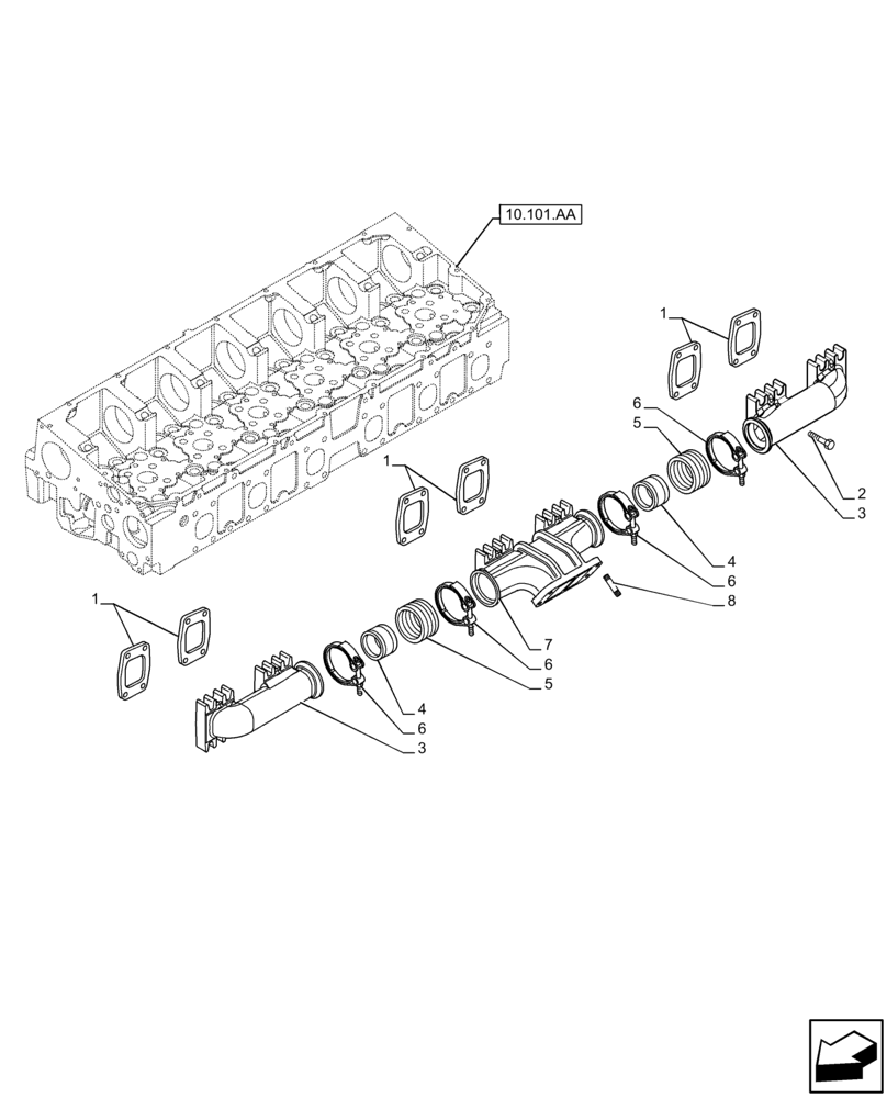 Схема запчастей Case IH F2CFP614A H001 - (10.254.AC) - EXHAUST MANIFOLD (10) - ENGINE