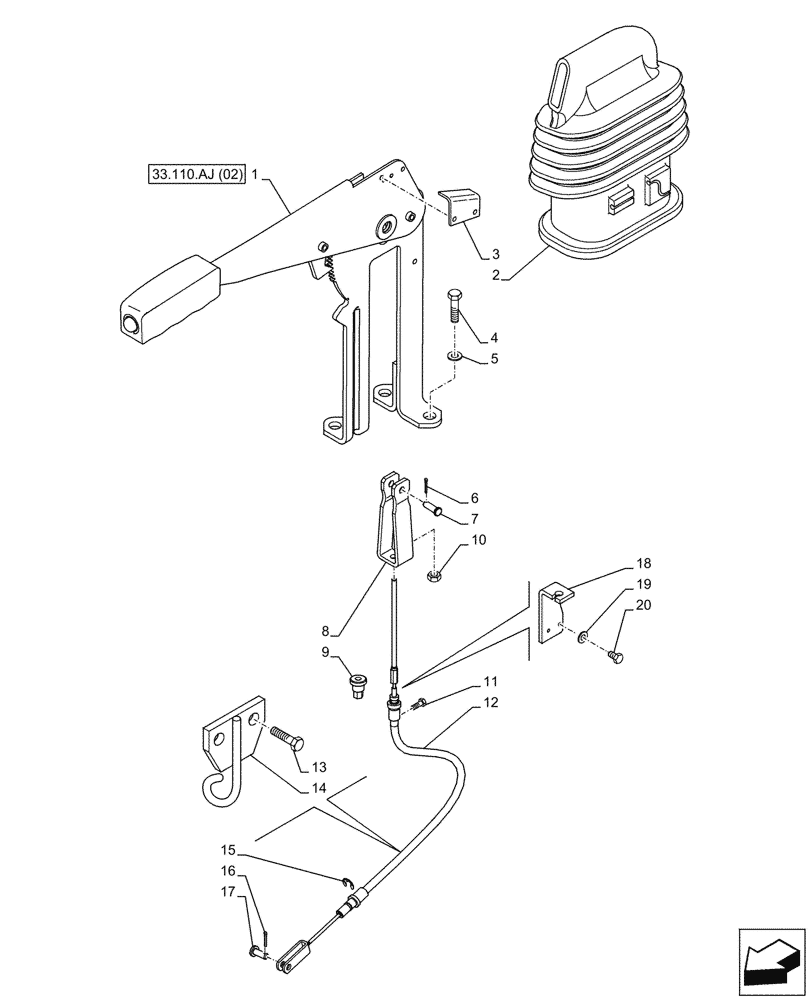 Схема запчастей Case IH PUMA 200 - (33.110.AJ[01]) - VAR - 391147 - HAND BRAKE, LEVER (33) - BRAKES & CONTROLS