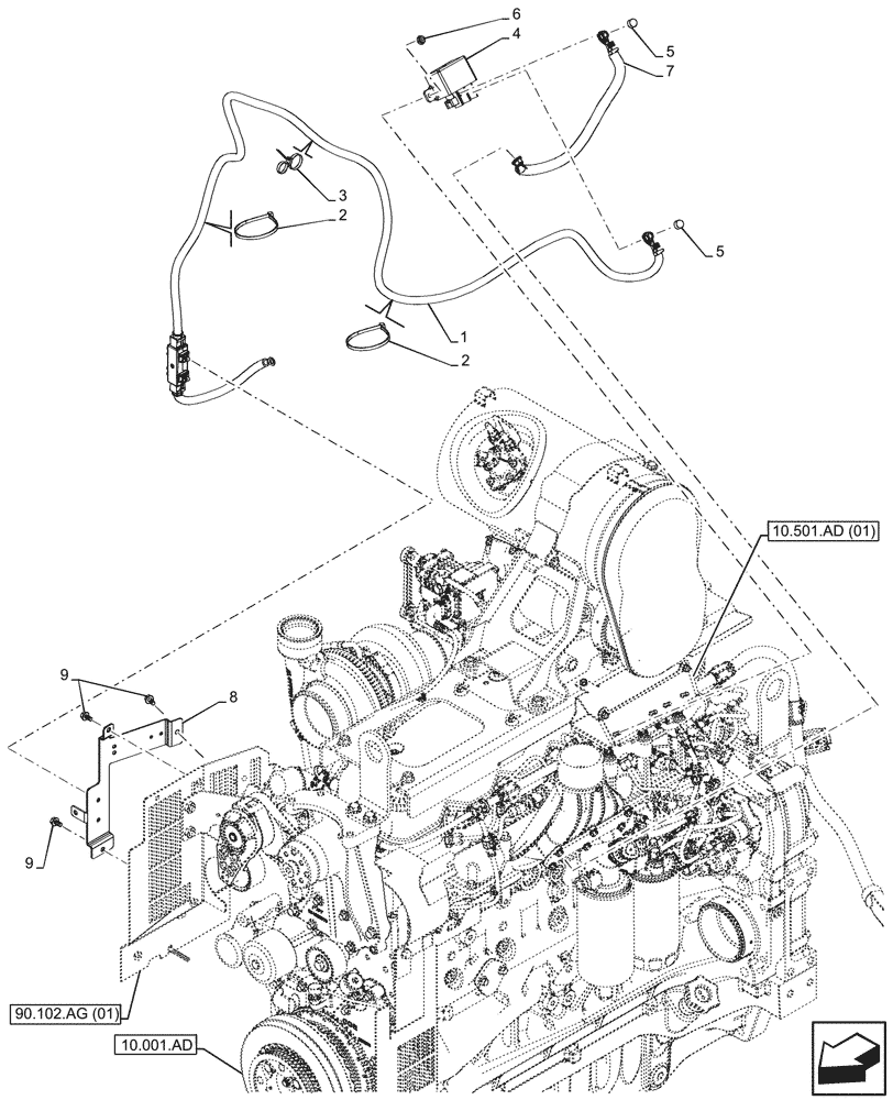 Схема запчастей Case IH PUMA 150 - (55.202.AC) - GRID HEATER, RELAY, HARNESS (55) - ELECTRICAL SYSTEMS