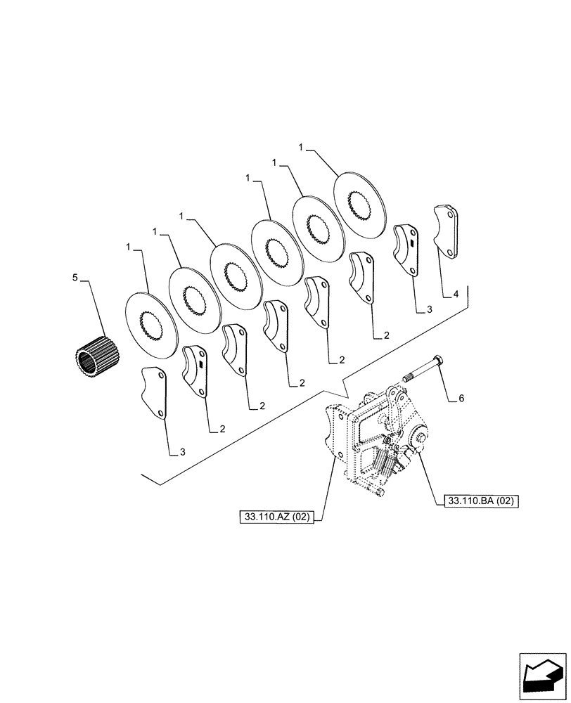 Схема запчастей Case IH PUMA 220 - (33.110.AV[02]) - VAR - 391148 - PARKING BRAKE, DISC (33) - BRAKES & CONTROLS