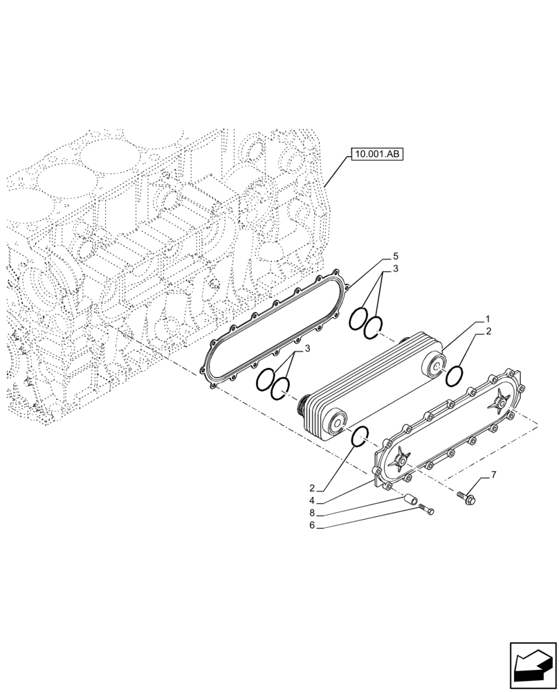 Схема запчастей Case IH F2CFP614A H001 - (10.408.AC) - ENGINE, HEAT EXCHANGER (10) - ENGINE