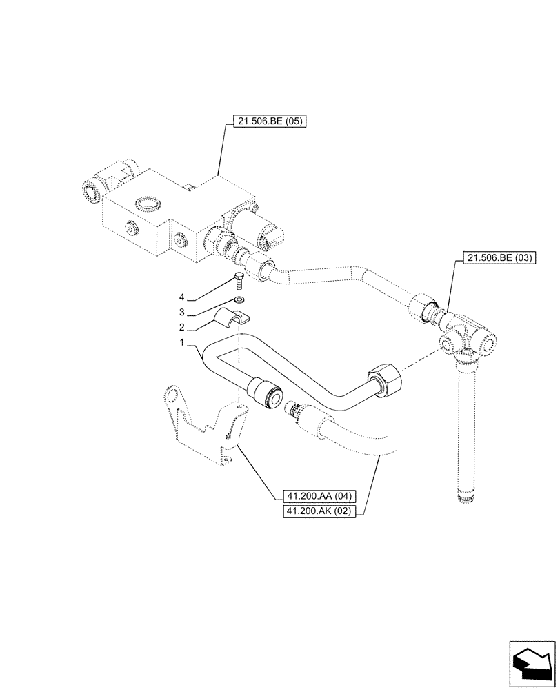 Схема запчастей Case IH PUMA 185 CVT - (41.200.AK[03]) - VAR - 338320, 338321, 338322, 338326, 338327, 338330, 338332, 391347, 758802, 758803, 758804, 758805, 758806, 758807, 758871 - STEERING, RETURN, LINE, CVT (41) - STEERING