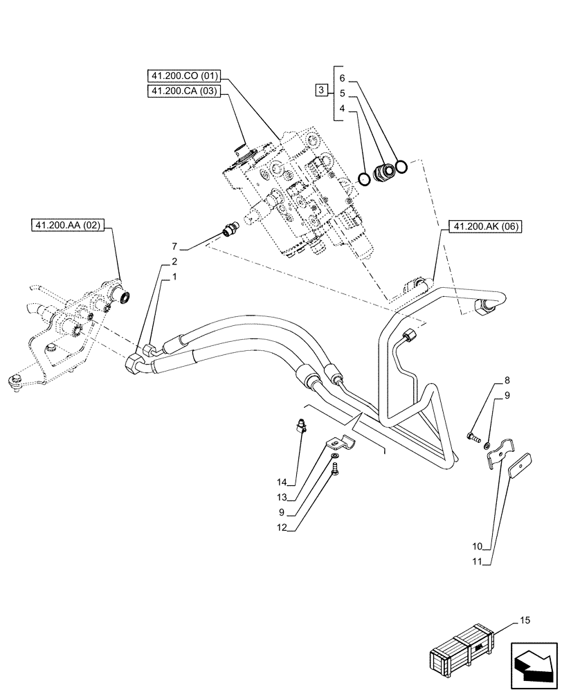 Схема запчастей Case IH PUMA 220 - (41.200.AA[07]) - VAR - 338321, 338322, 338326, 338327, 338330, 338332, 758802, 758803, 758804, 758805, 758806, 758807, 758871 - STEERING VALVE, LINE, AUTOGUIDANCE, POW (41) - STEERING