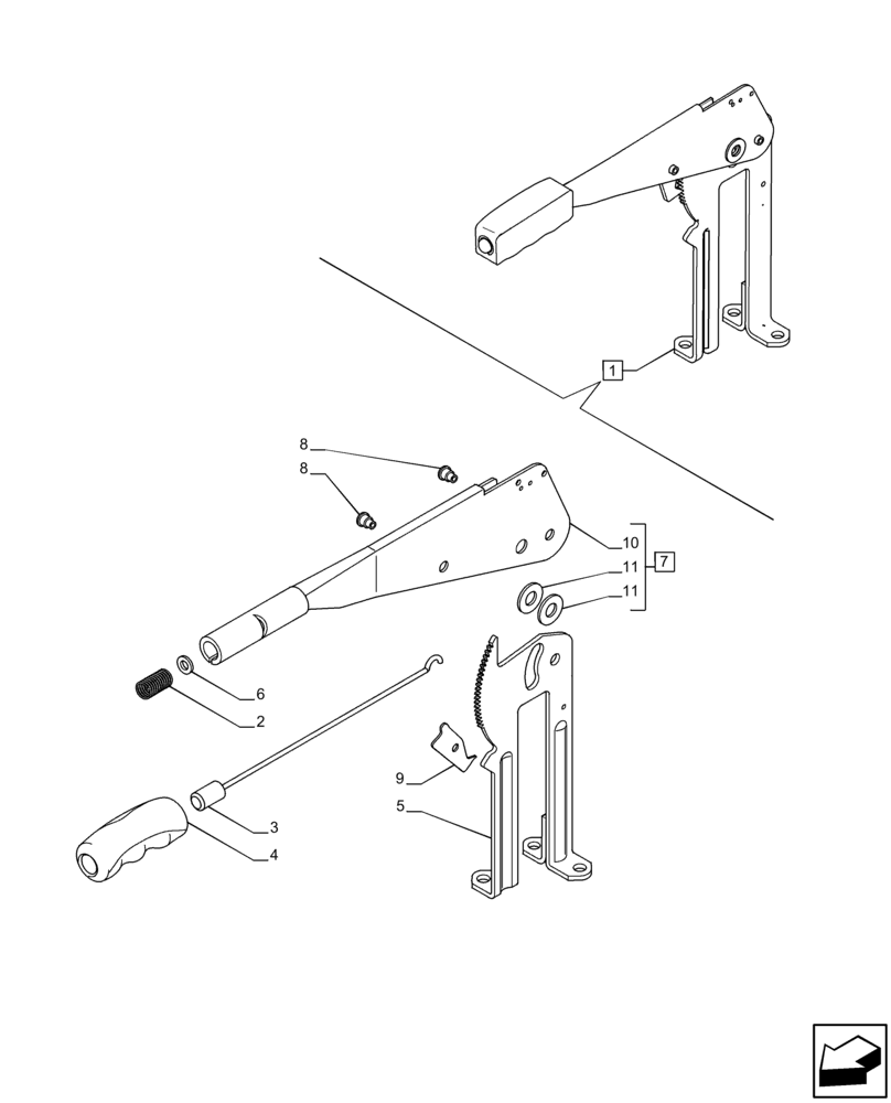 Схема запчастей Case IH PUMA 185 - (33.110.AJ[02]) - VAR - 391147 - HAND BRAKE, LEVER, COMPONENTS (33) - BRAKES & CONTROLS