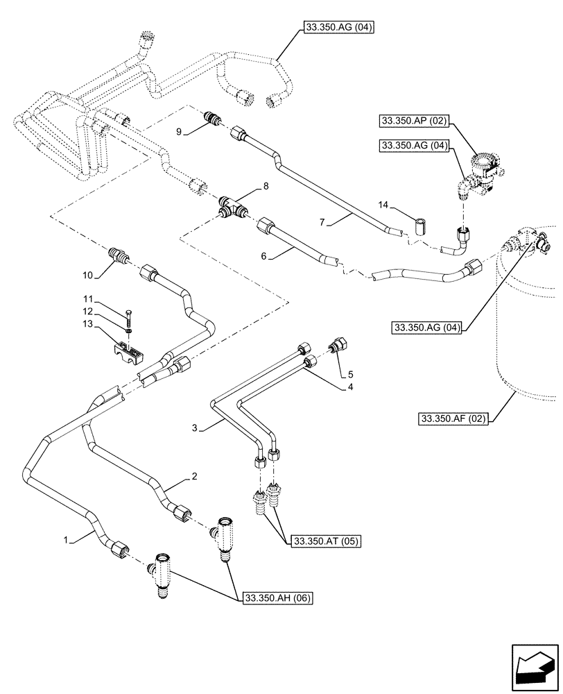 Схема запчастей Case IH PUMA 220 - (33.350.AH[08]) - VAR - 337479, 337480 - ANTILOCK BRAKING SYSTEM (ABS), LINE (33) - BRAKES & CONTROLS