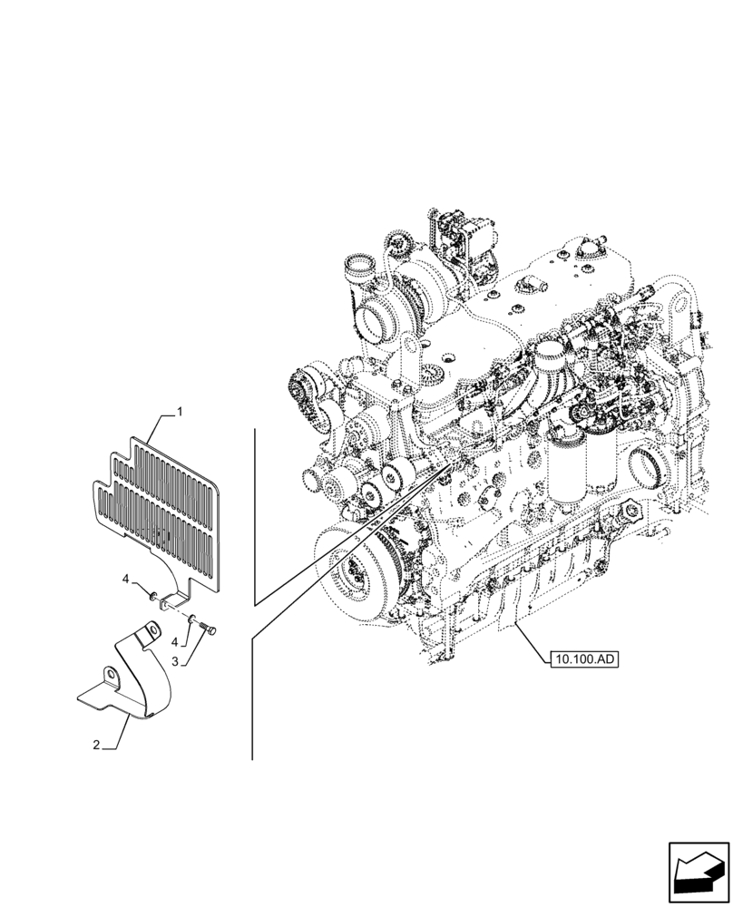 Схема запчастей Case IH PUMA 185 CVT - (90.102.AG[03]) - ENGINE SHIELD (90) - PLATFORM, CAB, BODYWORK AND DECALS