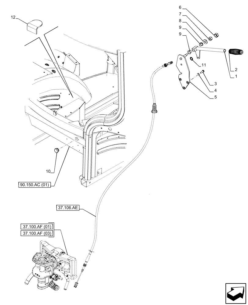 Схема запчастей Case IH PUMA 185 - (37.106.AG) - VAR - 758100, 758101, 758102, 758103, 758113 - AUTOMATIC HITCH, TIE-ROD, HANDLE (37) - HITCHES, DRAWBARS & IMPLEMENT COUPLINGS