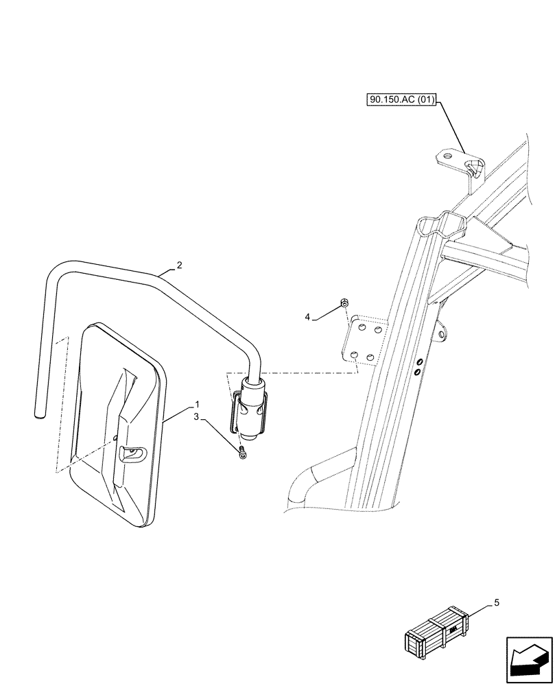 Схема запчастей Case IH FARMALL 100C - (88.100.90[01]) - DIA KIT, FIXED EXTERNAL REAR VIEW MIRROR (88) - ACCESSORIES