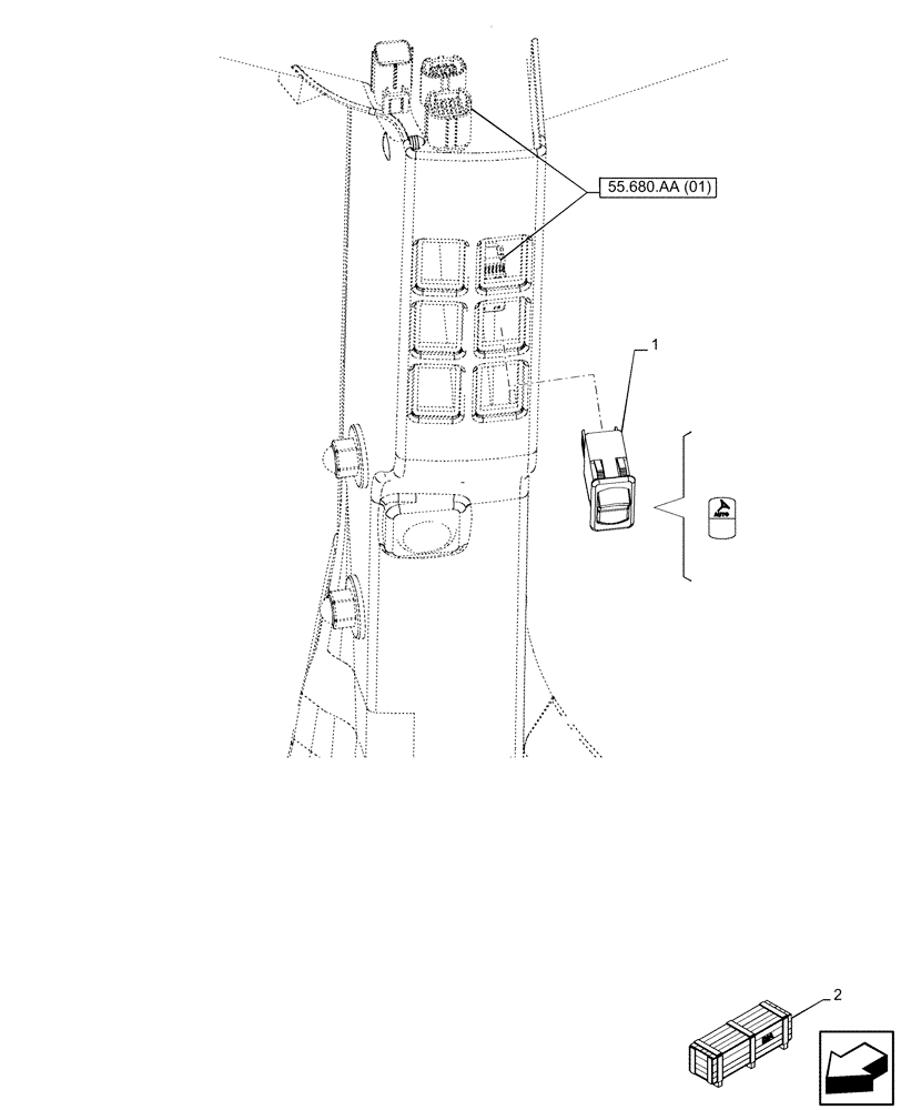 Схема запчастей Case IH PUMA 200 CVT - (55.680.AP[01]) - VAR - 338321, 338322, 338326, 338327, 338330, 338332, 758802, 758803, 758804, 758805, 758806, 758807, 758871 - SWITCH, AUTOGUIDANCE SYSTEM (55) - ELECTRICAL SYSTEMS