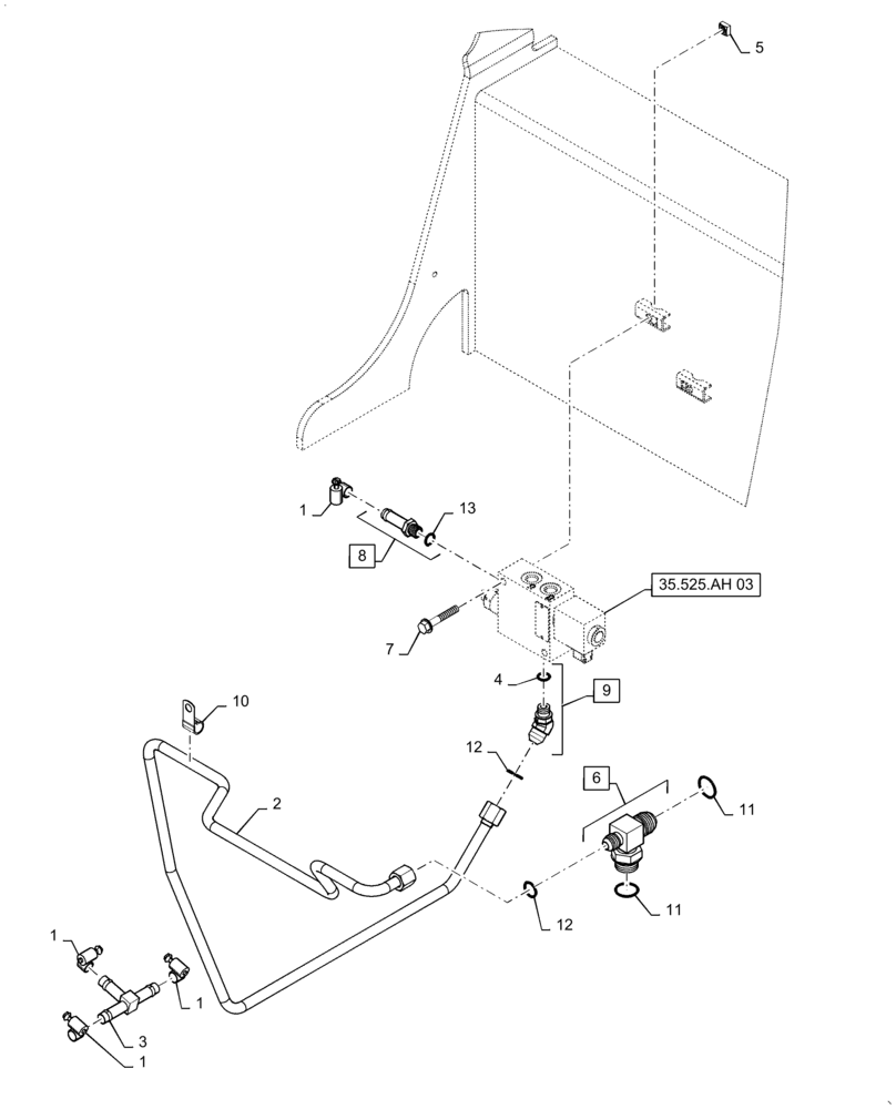 Схема запчастей Case IH SR250 - (35.734.AH[03]) - HYDRAULIC COUPLER, CHASSIS PLUMBING (SR250,SV300,TR320,TV380) (35) - HYDRAULIC SYSTEMS