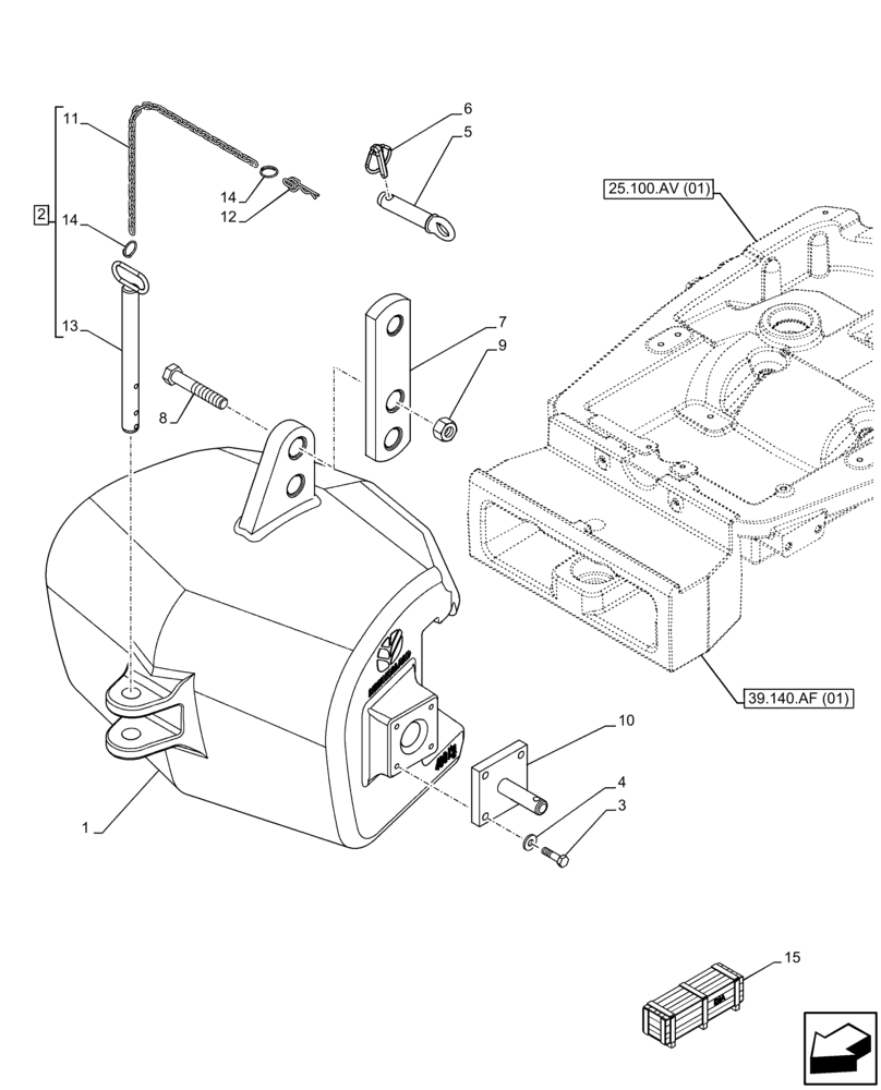 Схема запчастей Case IH FARMALL 120C - (88.100.39[03]) - DIA KIT, MONOLITIC BALLAST (400 KG) (88) - ACCESSORIES