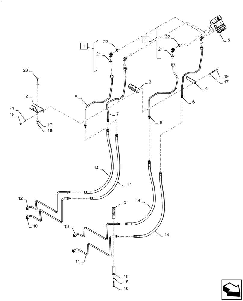 Схема запчастей Case IH STEIGER 470 - (41.200.AO[02]) - STEERING LINES, ASN ZFF308001 (41) - STEERING