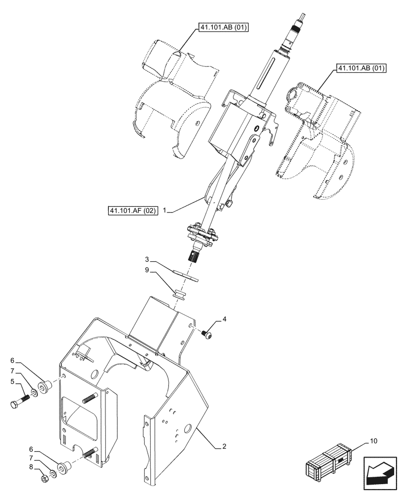 Схема запчастей Case IH PUMA 185 CVT - (41.101.AF[03]) - VAR - 338320, 338321, 338322, 338326, 338327, 338330, 338332, 758805, 758806, 758807, 758871 - STEERING COLUMN (41) - STEERING