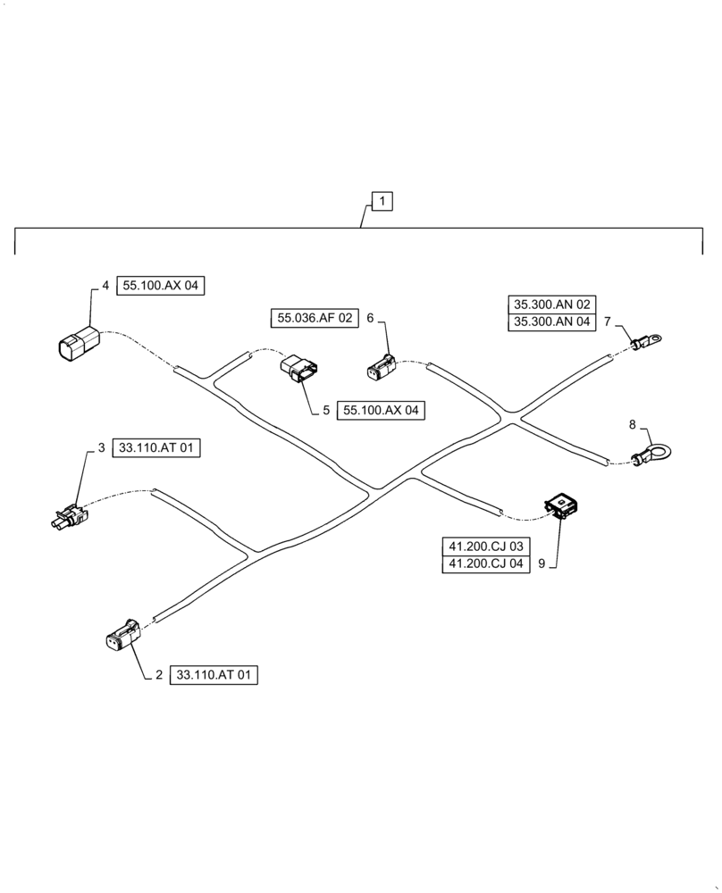 Схема запчастей Case IH QUADTRAC 470 - (55.036.AF[03]) - HYDRAULIC SYSTEM HARNESS, ASN ZFF308001 (55) - ELECTRICAL SYSTEMS