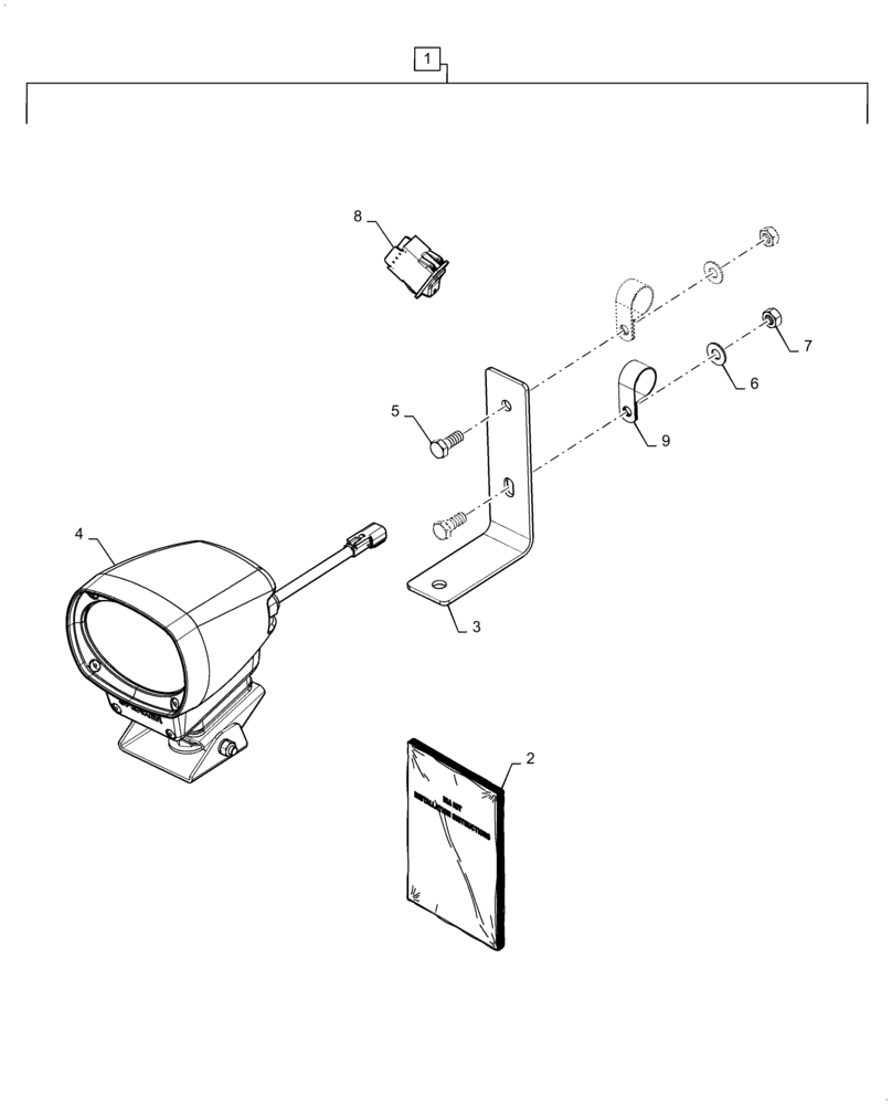 Схема запчастей Case IH 6140 - (88.100.55[01]) - DIA KIT, EXTERNAL LAMP, HID (88) - ACCESSORIES