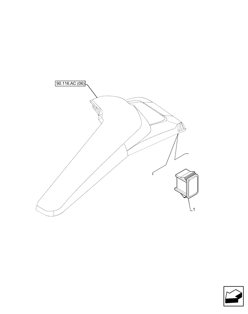 Схема запчастей Case IH PUMA 185 CVT - (55.523.AQ[03]) - VAR - 392146 - REAR FENDER, PLUG (55) - ELECTRICAL SYSTEMS