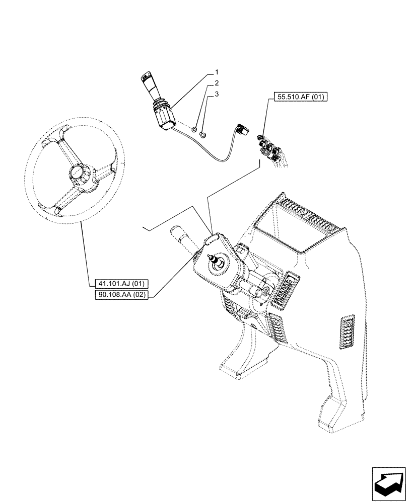 Схема запчастей Case IH PUMA 150 - (55.513.AC[02]) - VAR - 391147 - TRANSMISSION, CONTROLS, SWITCH (55) - ELECTRICAL SYSTEMS