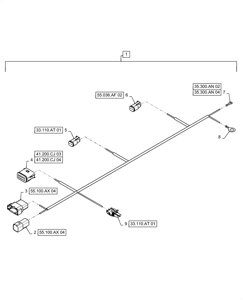 Схема запчастей Case IH QUADTRAC 470 - (55.036.AF[03]) - HYDRAULIC SYSTEM HARNESS, ASN ZFF308001 (55) - ELECTRICAL SYSTEMS