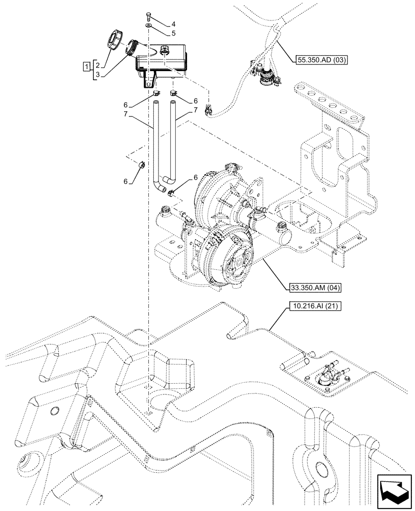 Схема запчастей Case IH PUMA 185 - (33.350.AR[03]) - VAR - 337479, 337480 - ANTILOCK BRAKING SYSTEM (ABS), BRAKE FLUID RESERVOIR (33) - BRAKES & CONTROLS