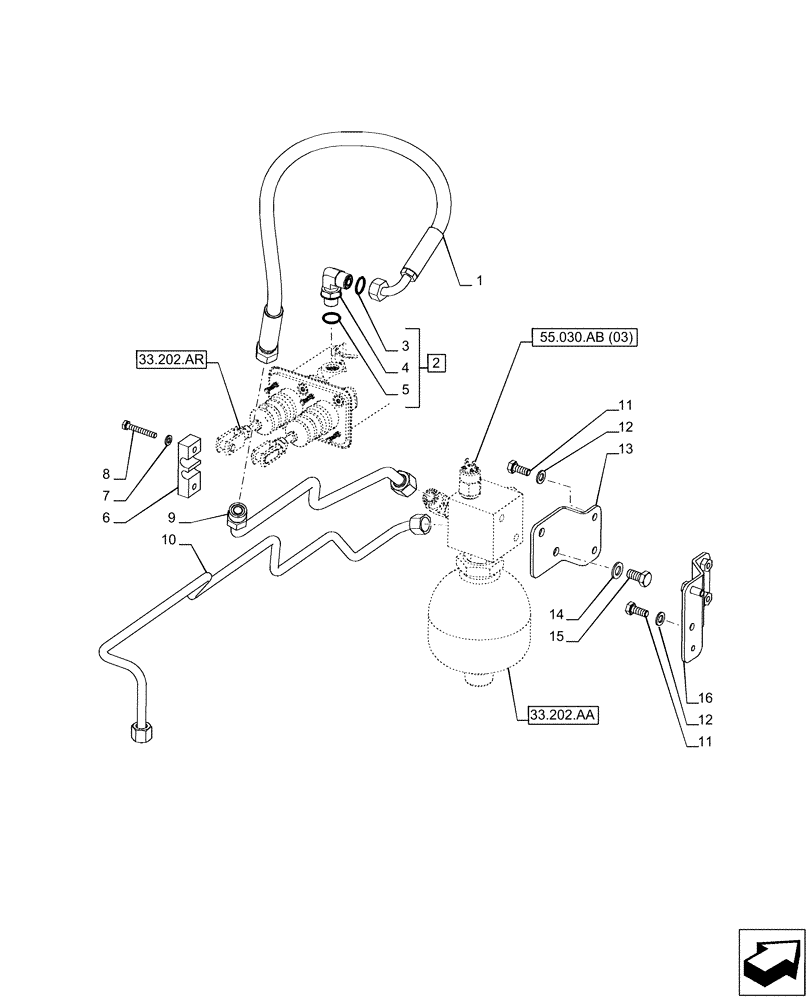 Схема запчастей Case IH PUMA 220 CVT - (33.202.BO[04]) - VAR - 391347, 758802, 758803, 758804, 758805, 758806, 758807, 758871 - BRAKE LINE, AUTOGUIDANCE (33) - BRAKES & CONTROLS