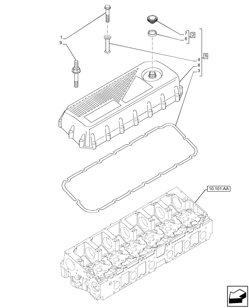 Схема запчастей Case IH F2CFP613A H004 - (10.101.AB) - CYLINDER HEAD, COVER (10) - ENGINE