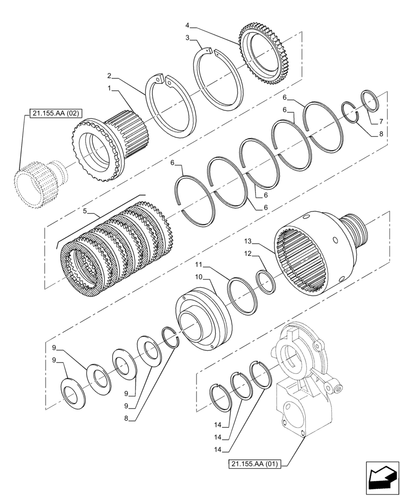 Схема запчастей Case IH PUMA 200 - (21.155.AA[03]) - VAR - 337426, 337428, 337429, 337430, 337431, 337432, 338397, 391137, 758017, 758018, 758019, 758020, 758021, 758868, 759052 - FRONT COVER, MANIFOLD (21) - TRANSMISSION