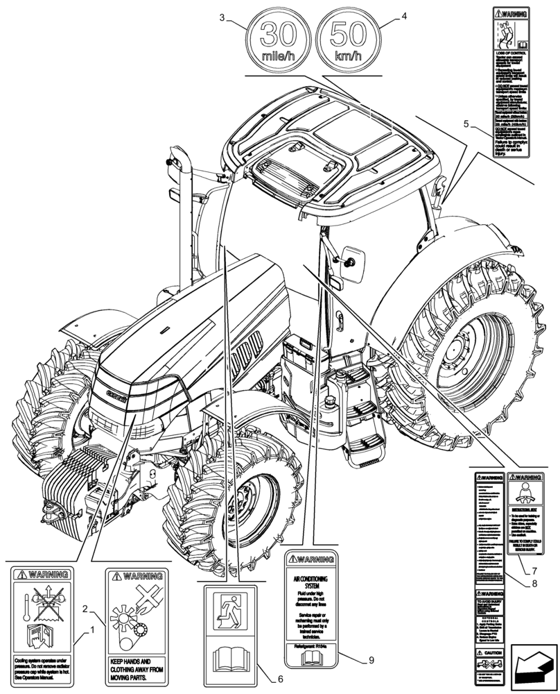 Схема запчастей Case IH PUMA 150 - (90.108.AC[19]) - DECAL, WARNING (NA) (90) - PLATFORM, CAB, BODYWORK AND DECALS