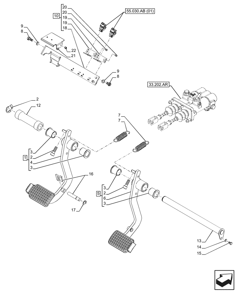 Схема запчастей Case IH PUMA 165 CVT - (33.202.BN[01]) - VAR - 391347, 758802, 758803, 758804, 758871, 758805, 758806, 758807 - PARK BRAKE (33) - BRAKES & CONTROLS