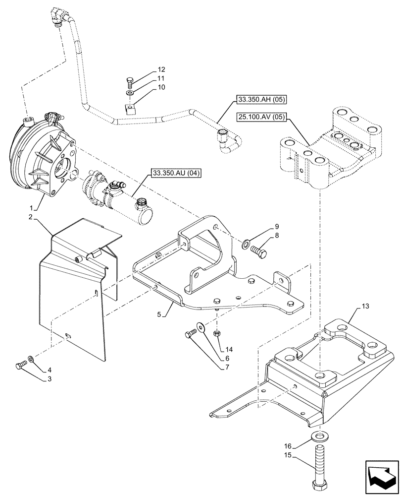 Схема запчастей Case IH PUMA 200 - (33.350.AM[03]) - VAR - 337479, 337480 - ANTILOCK BRAKING SYSTEM (ABS), BRAKE SERVO (33) - BRAKES & CONTROLS